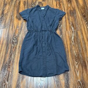 Columbia Linen‎ Cotton Blend Size S Gray Shirt Dress Button Up Summer Sun Spring